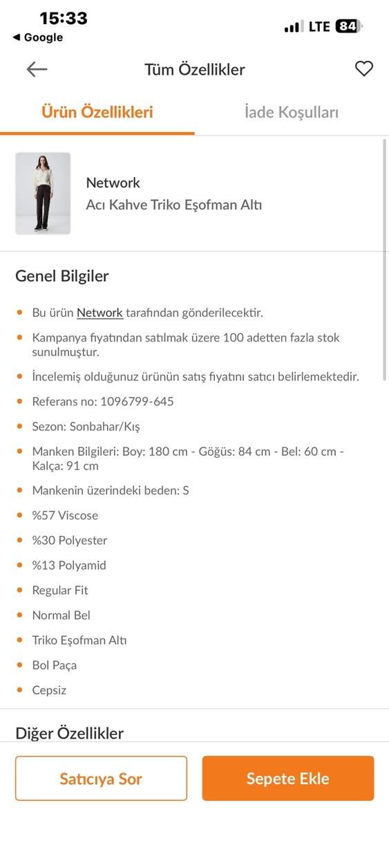 Network V Yaka Kahverengi Triko Kazak ve pantolon - Görsel 4