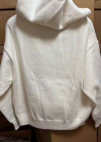 Network Kadın triko Beyaz Fermuarlı Rahat Ceket - Görsel 4