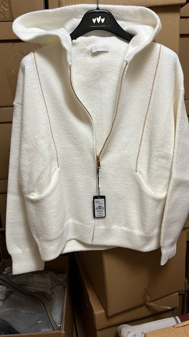 Network Kadın triko Beyaz Fermuarlı Rahat Ceket - Görsel 2