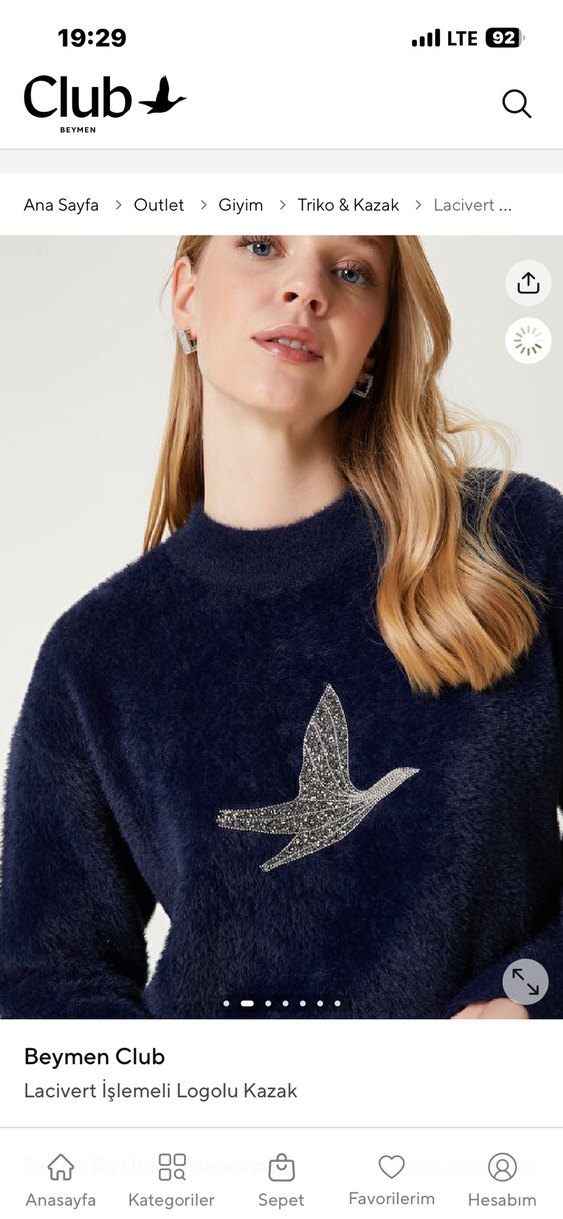 Nakışlı, Peluş Kumaşlı Kadın Kazak - Görsel 2