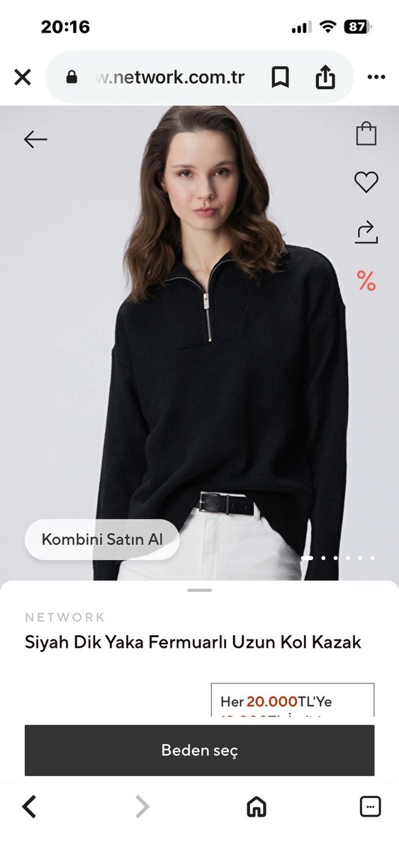 Network bayan Yarım Fermuarlı triko kazak - Görsel 2