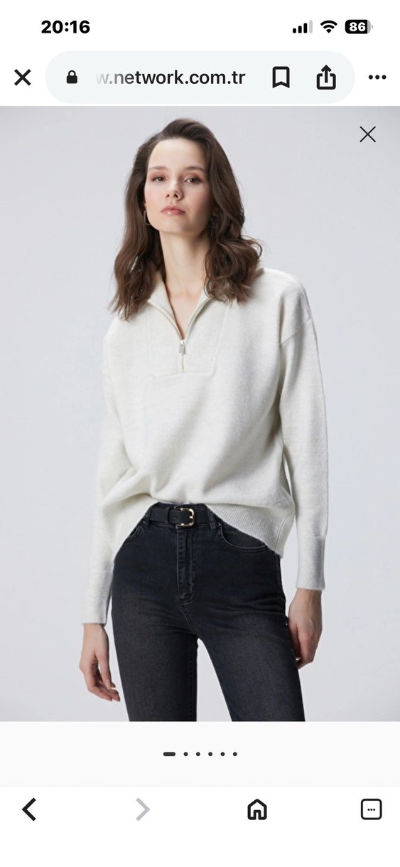 Network bayan Yarım Fermuarlı triko kazak - Görsel 3