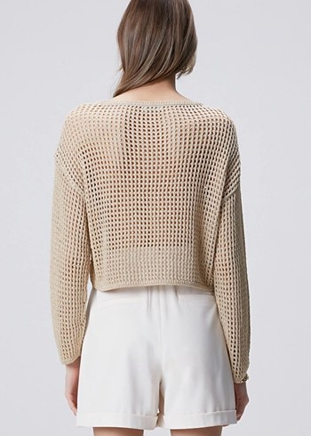 Siyah Örgü Kadın Uzun Kollu Bluz - Görsel 5