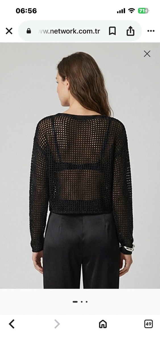 Siyah Örgü Kadın Uzun Kollu Bluz - Görsel 2