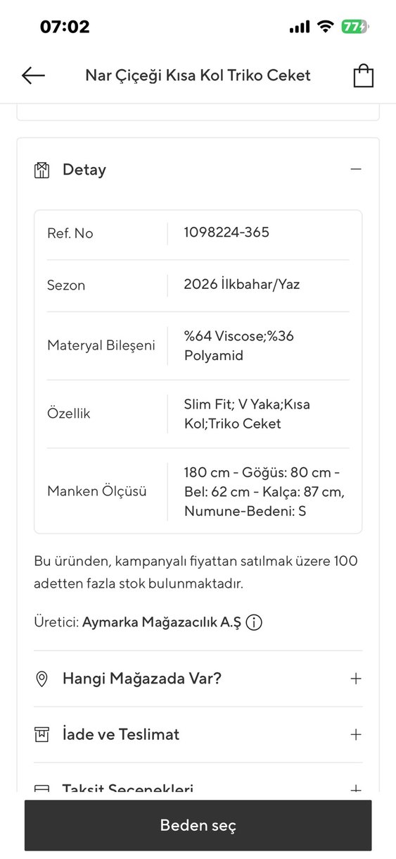 Kısa Kollu Kırmızı Düğmeli Mini Denim Hırka - Görsel 4