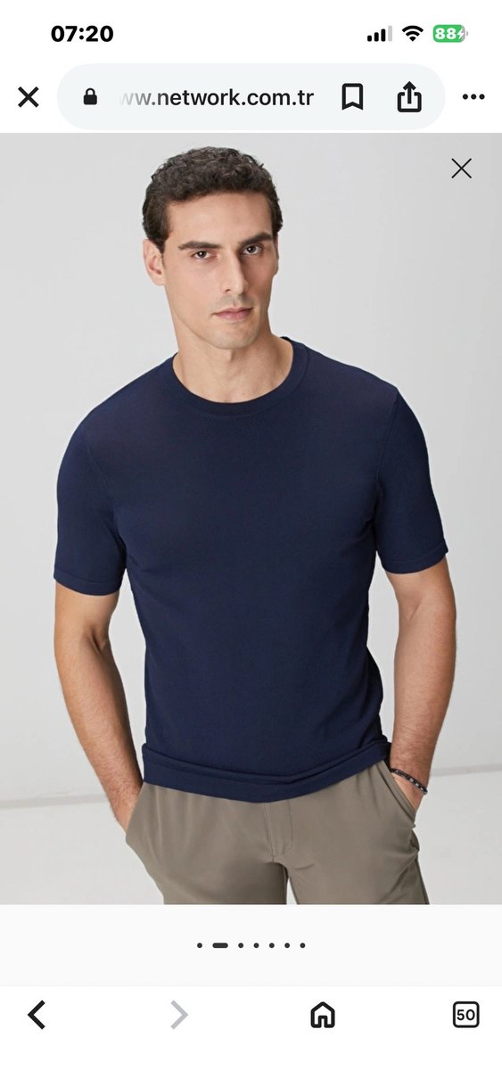 Erkek Haki Regular Fit Kısa Kollu triko kazak - Görsel 2