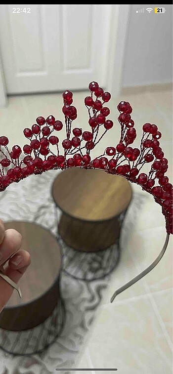 Beden Bordo gelin tacı