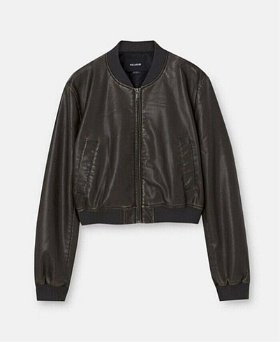 xs Beden siyah Renk PULL & BEAR Bomber Deri Ceket