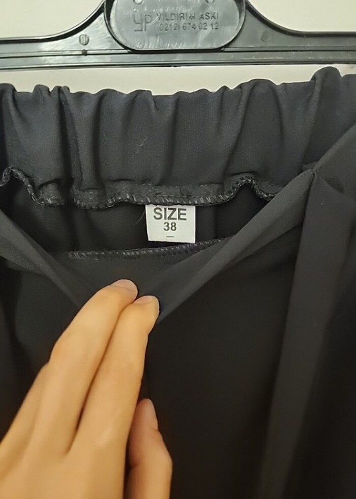 Beli lastikli siyah pantolon - Görsel 3