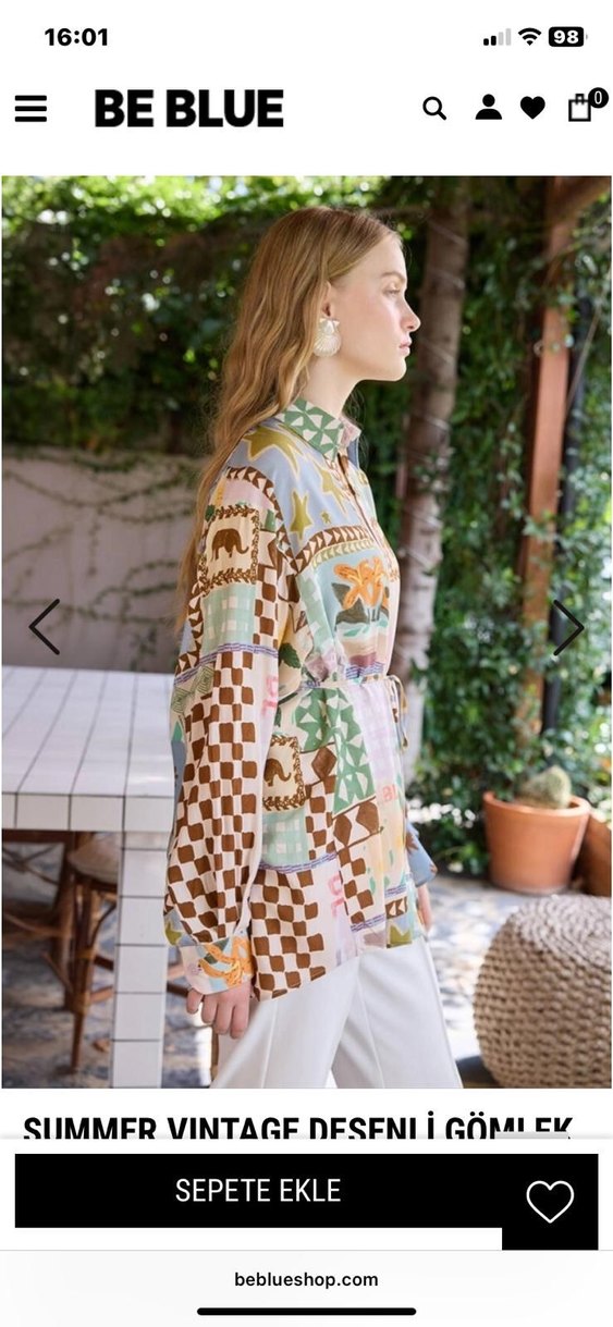 Be Blue Vintage Desenli Kadın Gömlek - Görsel 4