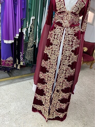 38 Beden bordo Renk KAFTAN 8