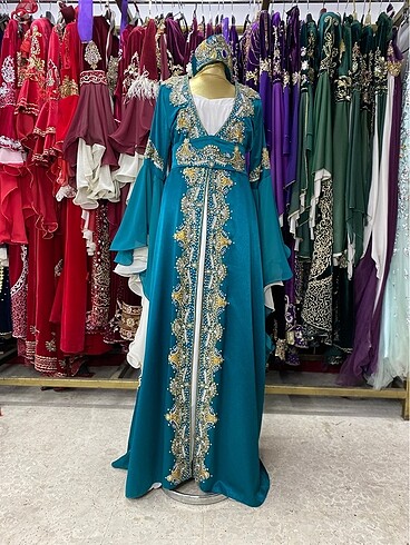 38 Beden turkuaz Renk SIFIR KAFTAN 13