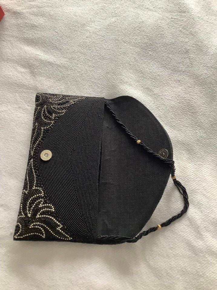 Eşiyok-Boncuk İşlemeli Siyah Bohem Kadın Clutch Çanta - Görsel 4