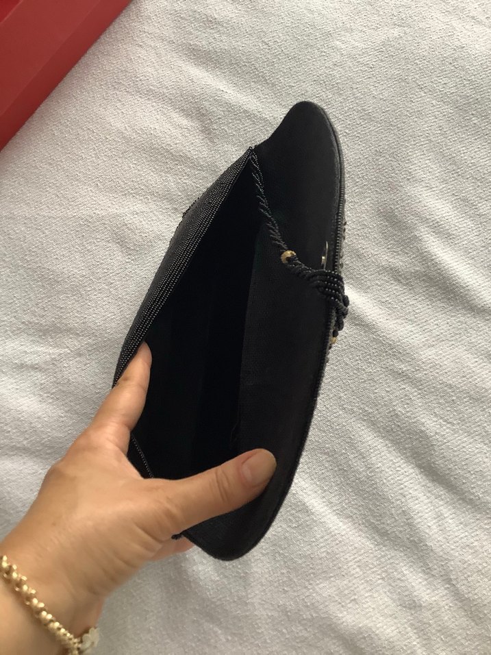 Eşiyok-Boncuk İşlemeli Siyah Bohem Kadın Clutch Çanta - Görsel 2