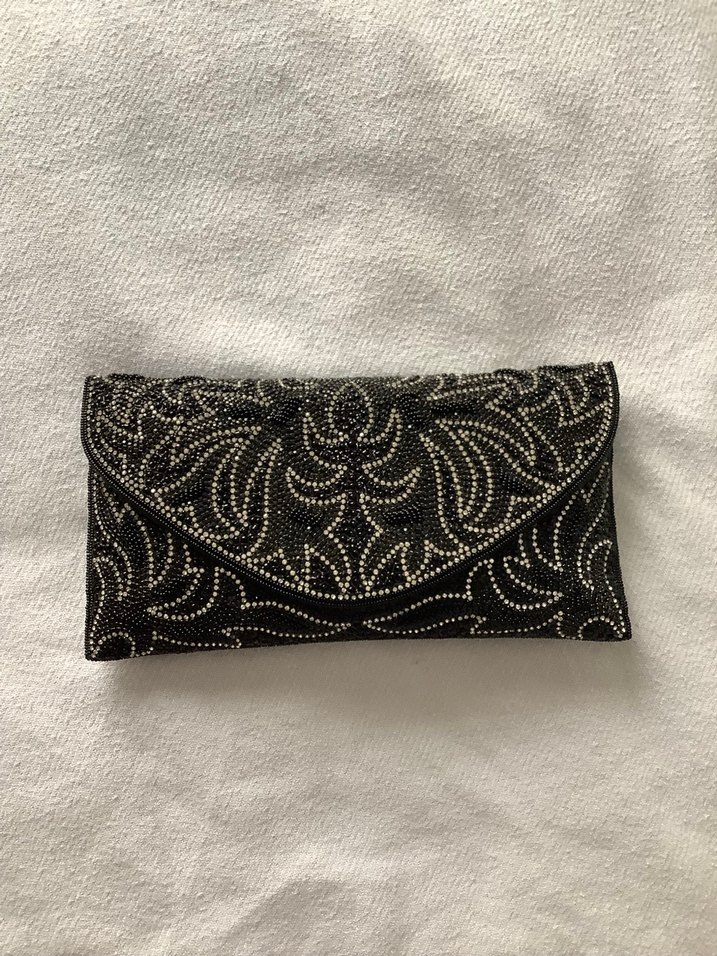 Eşiyok-Boncuk İşlemeli Siyah Bohem Kadın Clutch Çanta - Görsel 5