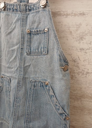 4 Yaş Beden Mavi Denim Bol Kesim Tulum
