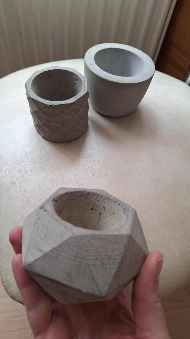 Gri geometrik beton saksı seti - Görsel 2