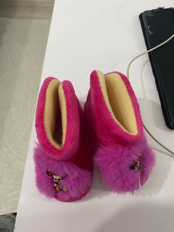 Kız Çocuk Pembe Peluş Ev Terliği - Görsel 2