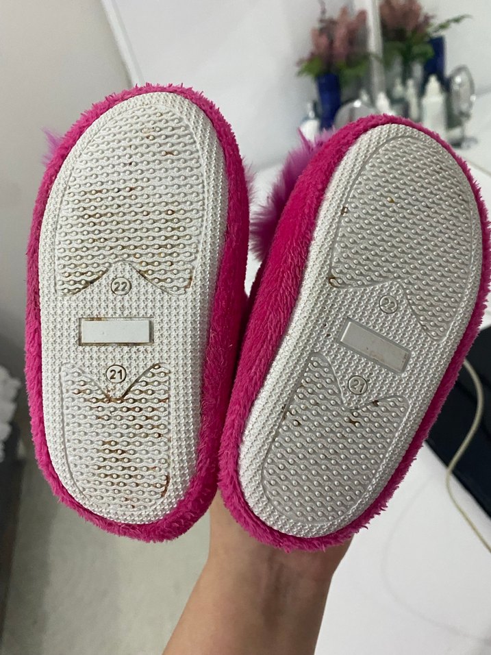 Kız Çocuk Pembe Peluş Ev Terliği - Görsel 4