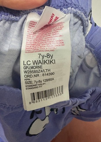 LC Waikiki Kız Çocuk Mor Uzun Kollu Baskılı Pijama Takımı