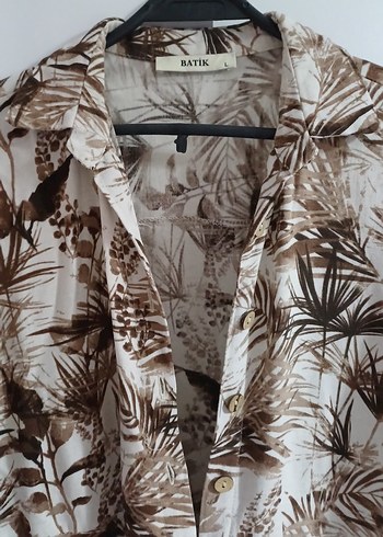 Batik Bohem Bej V Yaka Midi Elbise