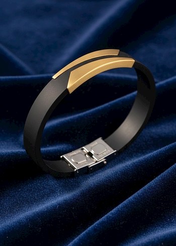 Erkek Siyah Deri Çelik Bileklikler - Görsel 3