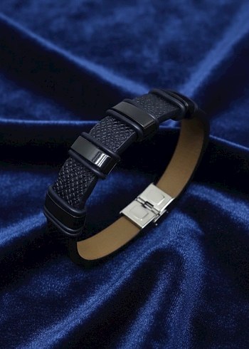 Erkek Siyah Deri Çelik Bileklikler - Görsel 4