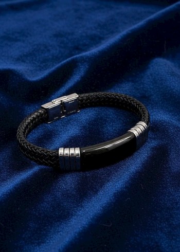 Erkek Siyah Deri Çelik Bileklikler - Görsel 6
