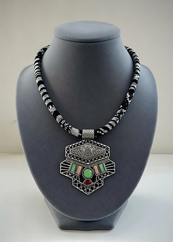 Renkli Boncuklu Bohem Kadın Kolye - Görsel 4