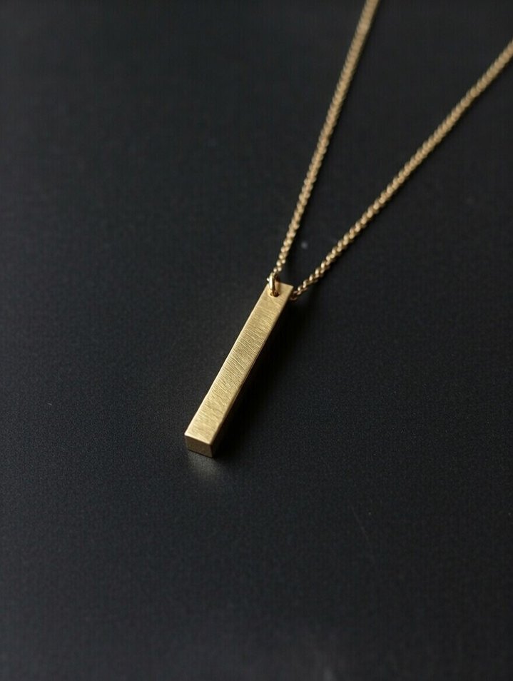 Gold çelik çubuk kolye - Görsel 2