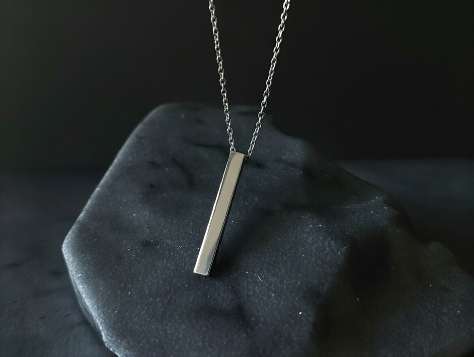 Gri Çelik çubuk kolye - Görsel 2