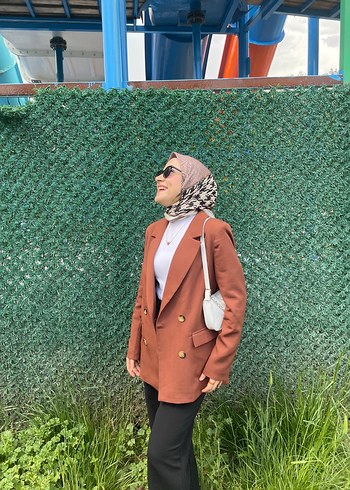 Kadın Blazer ceket kahverengi - Görsel 5