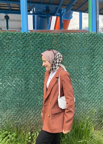 Kadın Blazer ceket kahverengi - Görsel 4