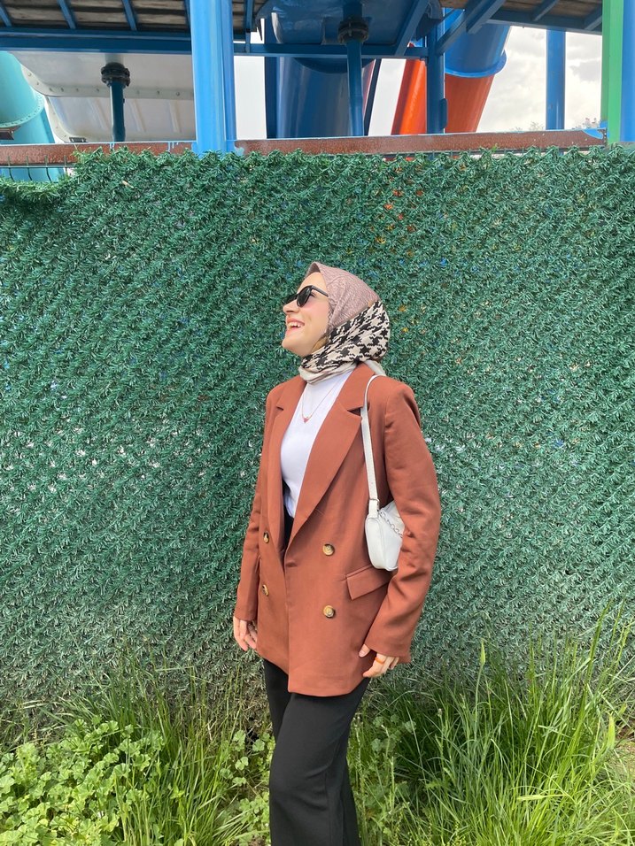 Kadın Blazer ceket kahverengi - Görsel 5