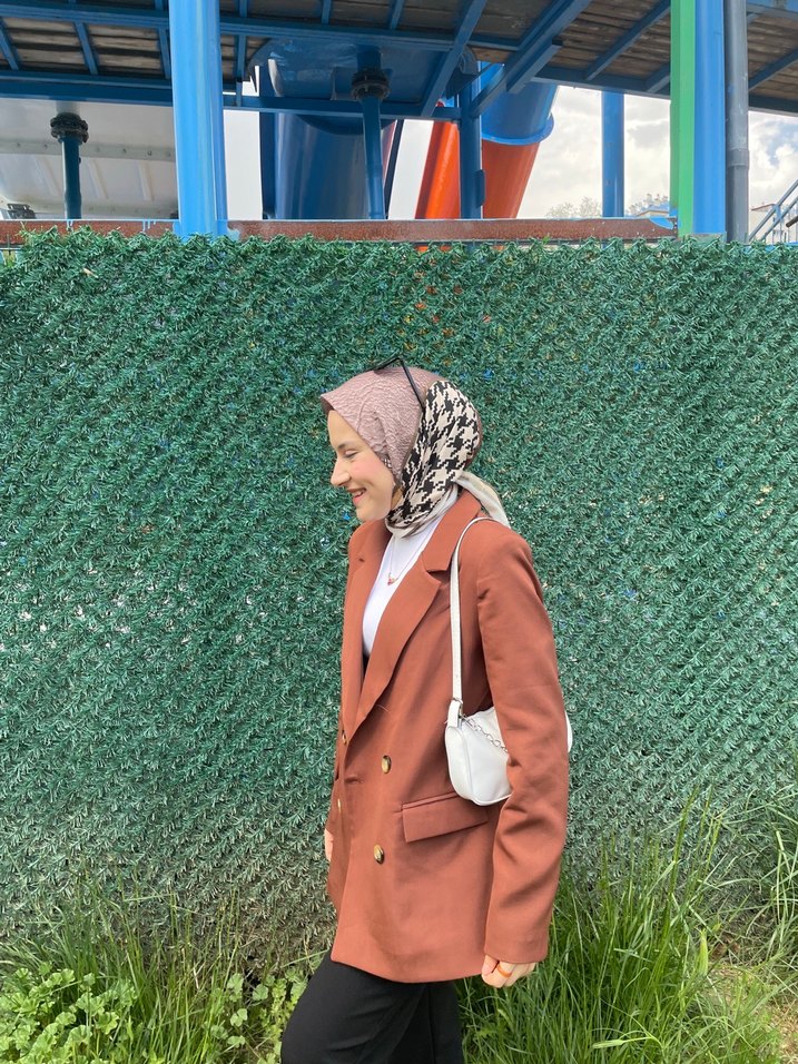 Kadın Blazer ceket kahverengi - Görsel 4