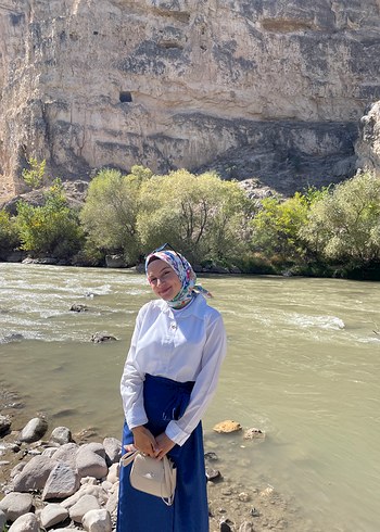 Mavi Bağlamalı Pamuklu Midi Etek ve gömlek (takım) - Görsel 8