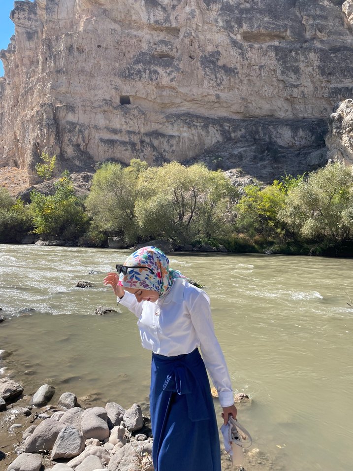 Mavi Bağlamalı Pamuklu Midi Etek ve gömlek (takım) - Görsel 3