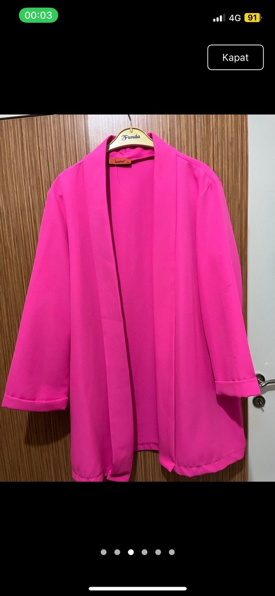 Pembe Uzun Kadın Ceket - Görsel 2