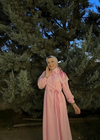 Uzun Pembe Elbise - Görsel 6