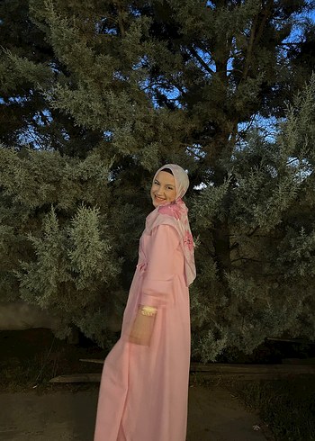 Uzun Pembe Elbise - Görsel 7