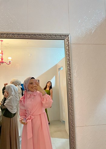 Uzun Pembe Elbise - Görsel 8