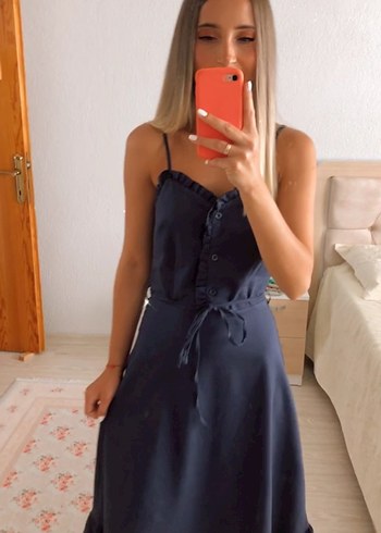 Lacivert Midi Elbise