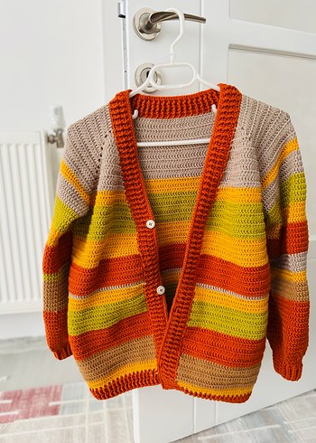 Renkli Örgü Kadın Hırka - Görsel 4