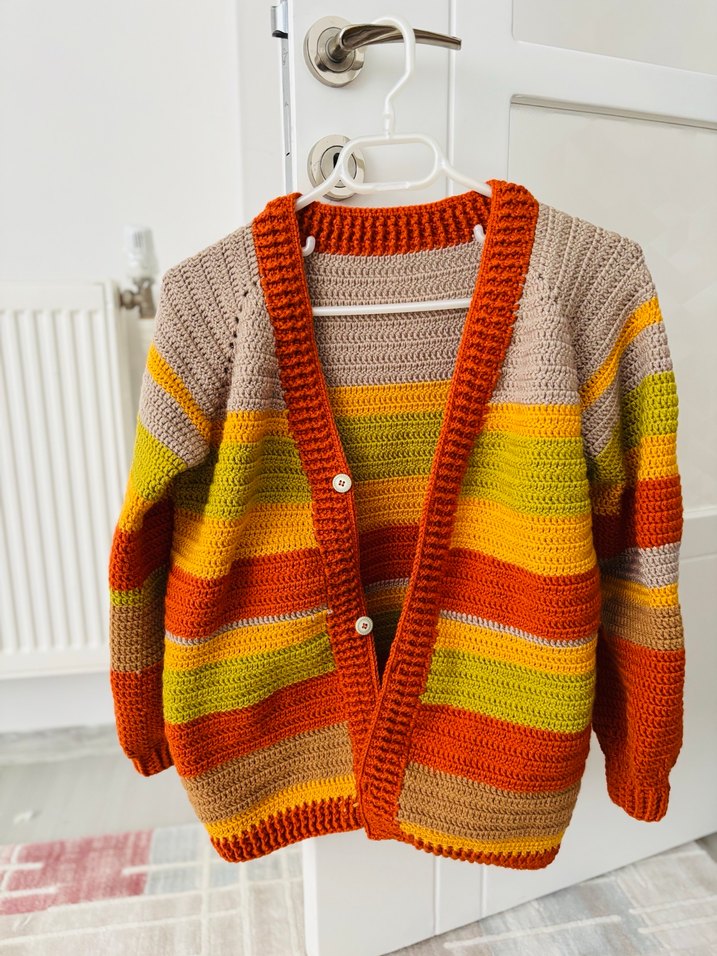 Renkli Örgü Kadın Hırka - Görsel 4