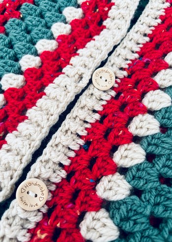 Bohem Çok Renkli Örgü Kadın Hırka - Görsel 3