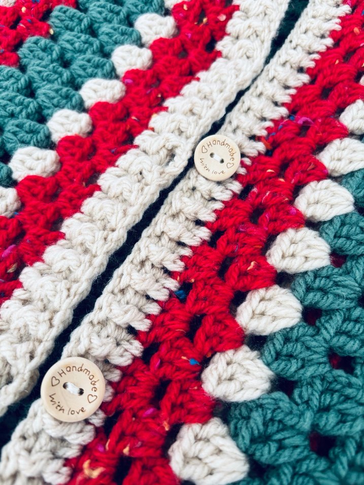 Bohem Çok Renkli Örgü Kadın Hırka - Görsel 3