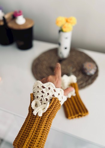 Örgü Bohem Kadın Eldiveni - Görsel 2