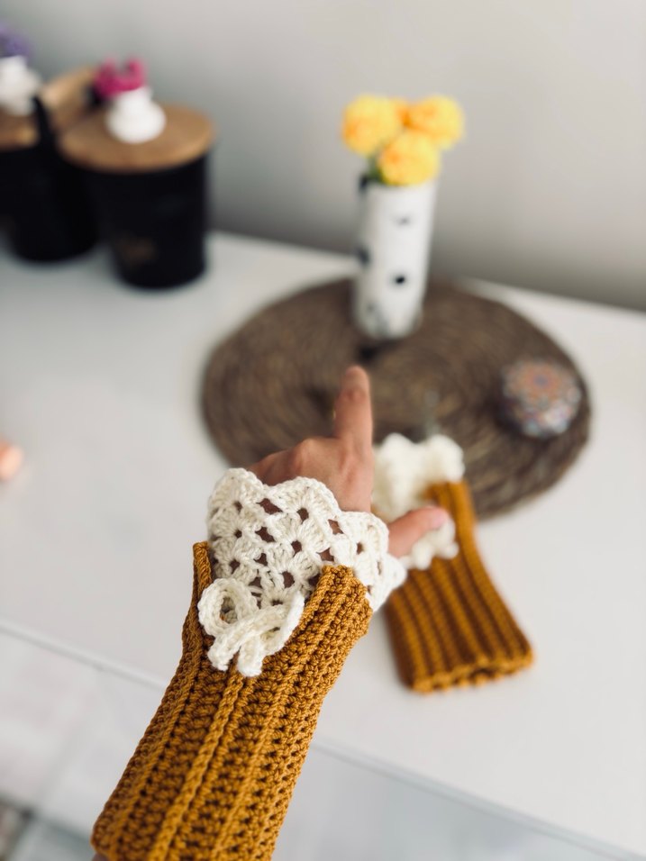 Örgü Bohem Kadın Eldiveni - Görsel 2