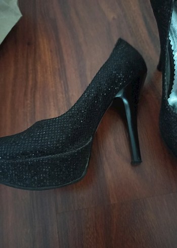 Siyah simli Yılan Desenli Platform Topuklu Kadın Ayakkabı - Görsel 11