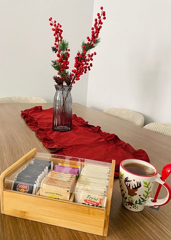 Şeffaf Kapaklı bambu Çay Kutusu - Görsel 3